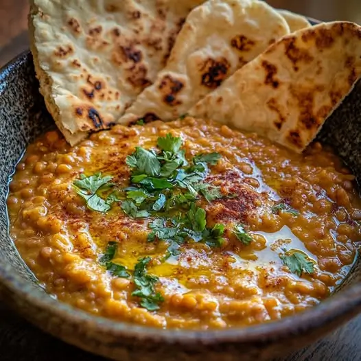 Tartinade de Lentilles Corail au Curry et Citron Vert, Pain Pita