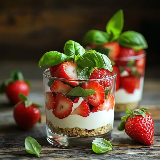 Verrines Fraîcheur Fraise-Basilic et Mascarpone