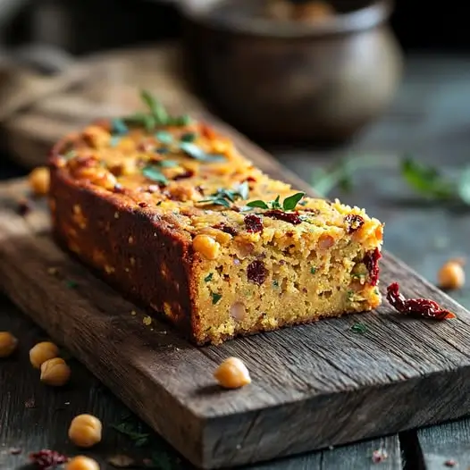 Cake Salé aux Pois Chiches, Olives Noires et Tomates Séchées