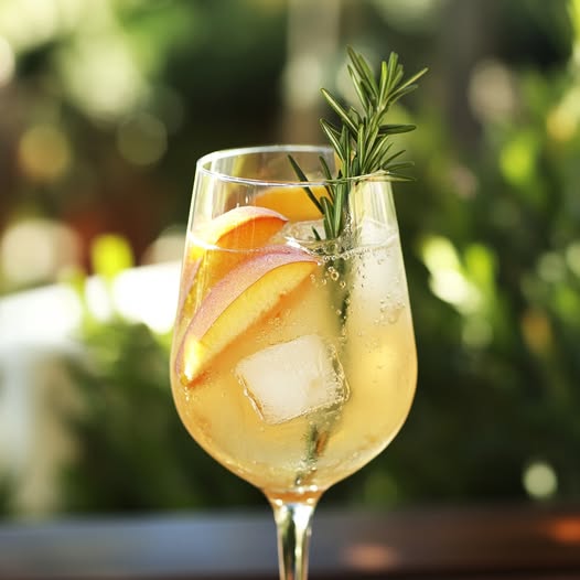 Spritz Pêche Blanche, Romarin et Limoncello : L'Élégance Ensoleillée dans un Verre