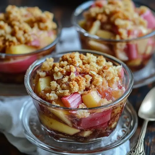 Crumble de rhubarbe et pommes en verrines