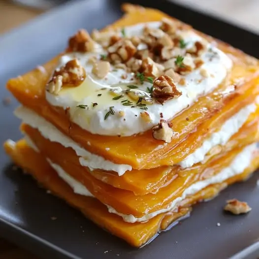 Millefeuille de Patate Douce et Chèvre Frais