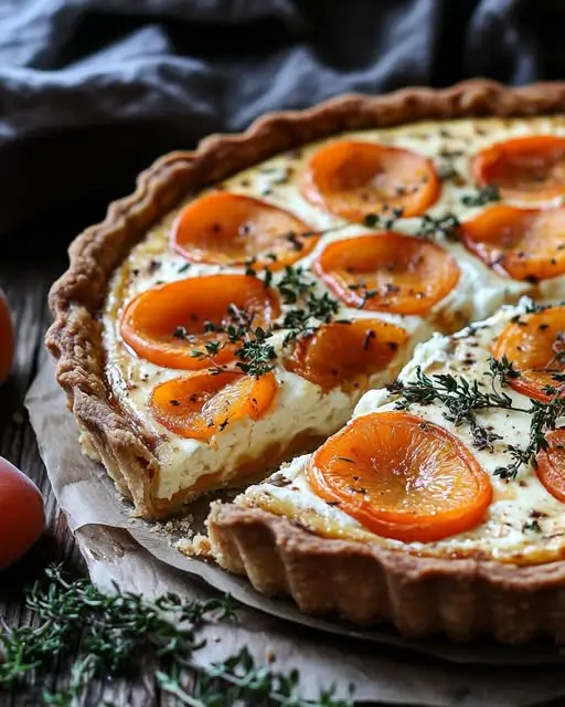 Tarte Rustique Abricots, Chèvre Frais et Thym Citron