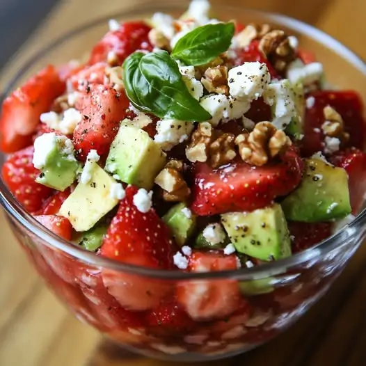 Délicieuse Tartare Fraise Avocat Feta Basilic : facile 2