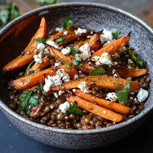 Salade Tiède Lentilles Puy, Carottes Miel & Feta