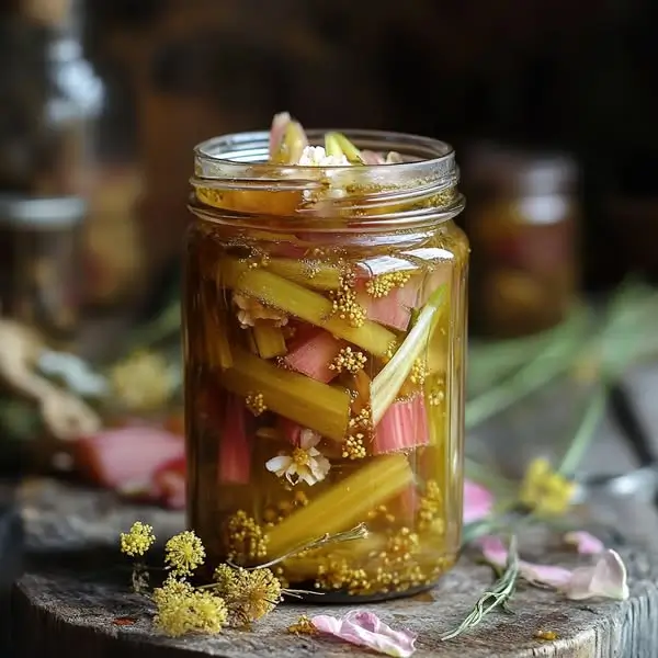 Pickles Rhubarbe Fleur Sureau : Condiment Maison Facile