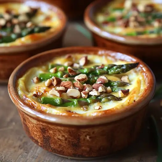 Petits Flans Salés aux Asperges, Chèvre et Noisettes