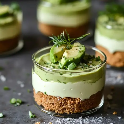 Cheesecake Salé Avocat, Citron Vert & Ciboulette sur Biscuit Comté : Fraîcheur et Élégance en Bouchées