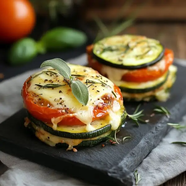 Les Délicieux Tournedos de Courgettes et de Tomates au Fromage