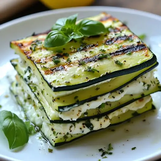 Incroyable Millefeuille de Courgettes Grillées, Fromage Frais aux Herbes et Citron : Frais, Léger et Tellement Savoureux !