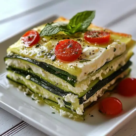 Lasagnes Froides de Courgette, Feta et Menthe Ciselée : La Fraîcheur de l'Été en Couches