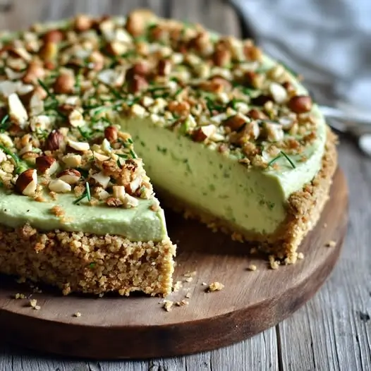 Cheesecake Salé Avocat, Citron Vert & Crumble de Noisettes Grillées