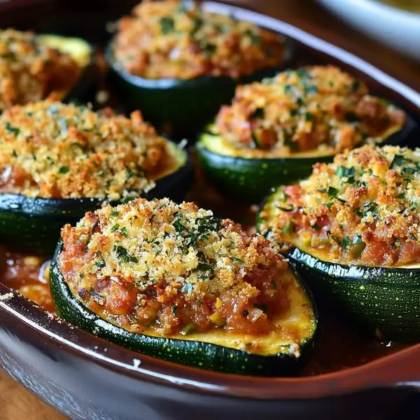 Courgettes Farcies à la Provençale, Gratinées au Parmesan