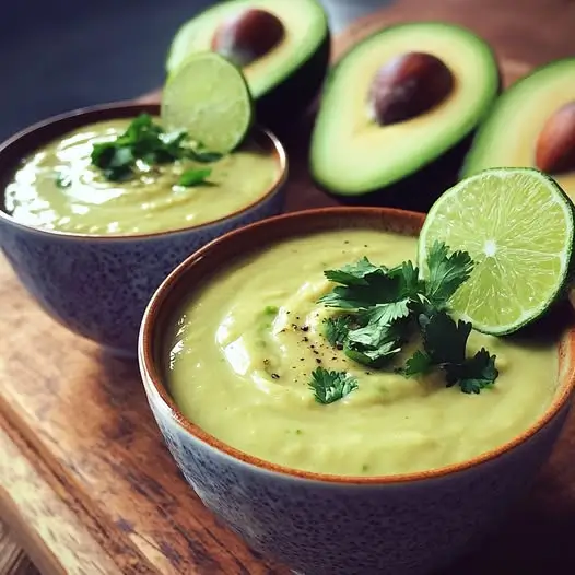 Soupe Froide d’Avocat, Citron Vert et Crème de Coco