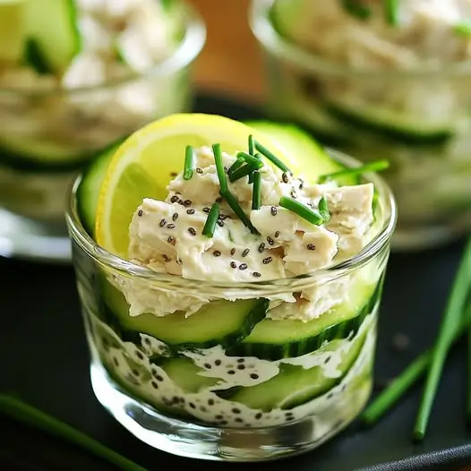 Verrines Concombre-Thon-Citron et Chia