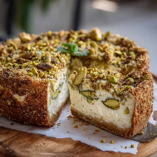 Cheesecake Salé à la Courgette, Feta et Crumble de Pistaches