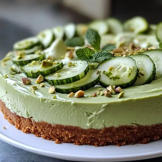 Cheesecake saleé Avocat et Concombre sur Biscuit de Pistache