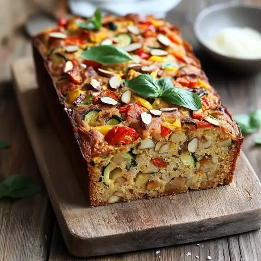 Cake Salé aux Légumes d'Été : Basilic, Amandes et Saveurs Ensoleillées