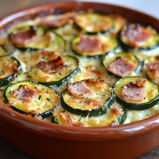 Gratin Léger de Courgettes, Parmesan et Jambon Fumé