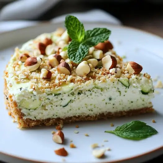 Cheesecake Salé Courgette-Menthe et Crumble de Noisettes