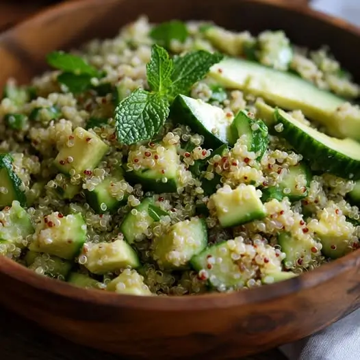 Salade Fraîche Quinoa, Avocat, Concombre et Citron Mentholé