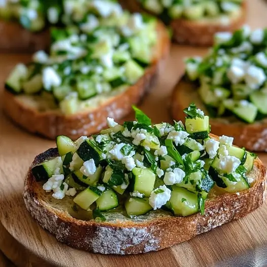 Tartare de Courgettes, Feta et Basilic sur Toasts Dorés