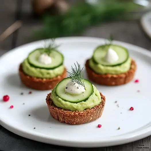 Tartelette Froide Avocat, Concombre & Chèvre Frais sur Base de Noisettes