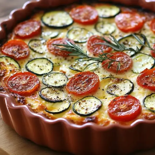 Clafoutis Salé aux Courgettes, Tomates Cerises et Mozzarella