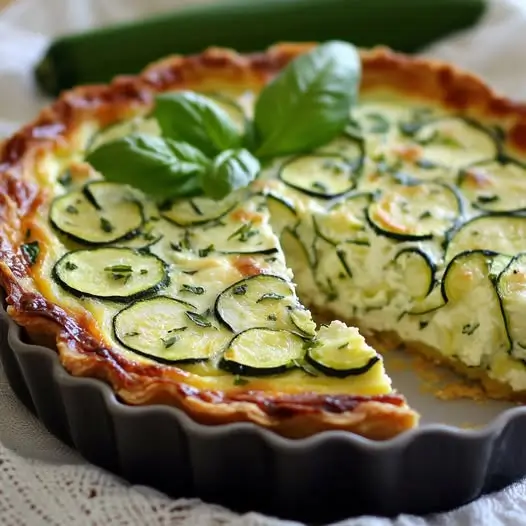 Quiche sans Pâte Courgette, Basilic et Ricotta Douce