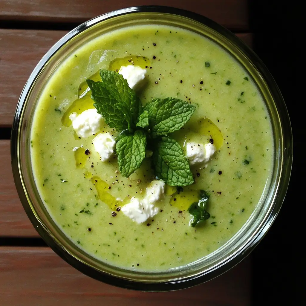 Soupe Froide Courgette, Menthe et Crème de Chèvre Frais