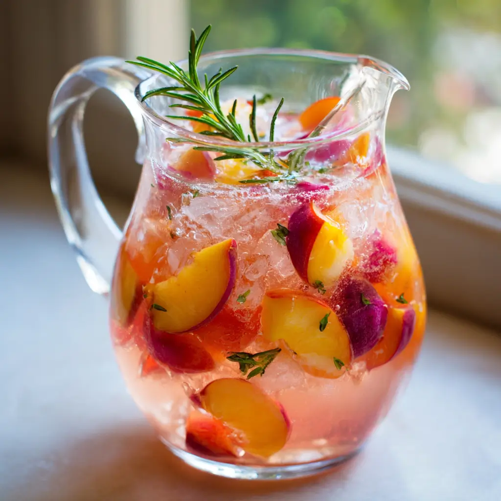 Sangria Rosée aux Pêches, Abricots & Romarin Fumé