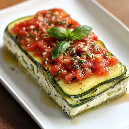 Terrine Glacée de Courgettes, Chèvre Frais et Coulis de Tomate