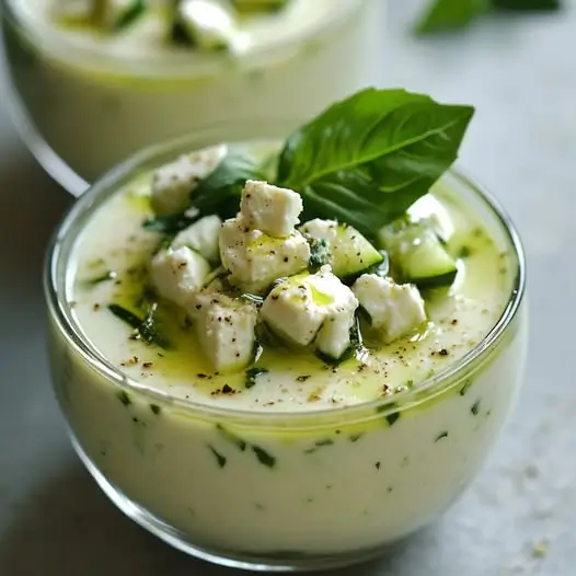 Panna Cotta Salée à la Courgette, Basilic & Feta