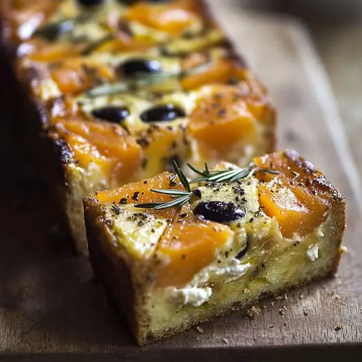 Cake Salé au Melon, Ricotta et Olives Noires, Parfum de Romarin