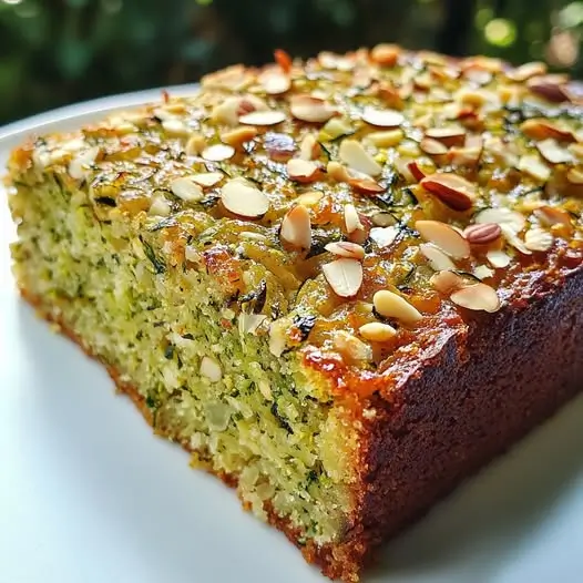 Cake d’Été à la Courgette, Menthe et Amandes Croquantes