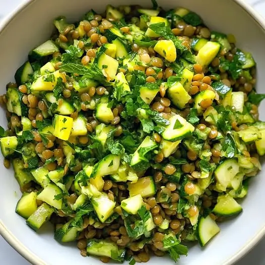 Taboulé de Lentilles Vertes, Courgettes Crues et Zestes de Citron Confit