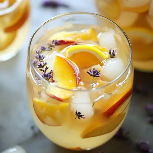 Sangria Blanche sans Alcool aux Fruits Jaunes et Lavande