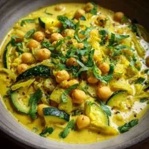 Curry Jaune de Courgettes et Pois Chiches au Gingembre