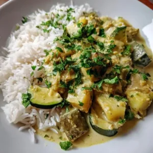 Curry Blanc d’Aubergines, Courgettes et Lait de Coco