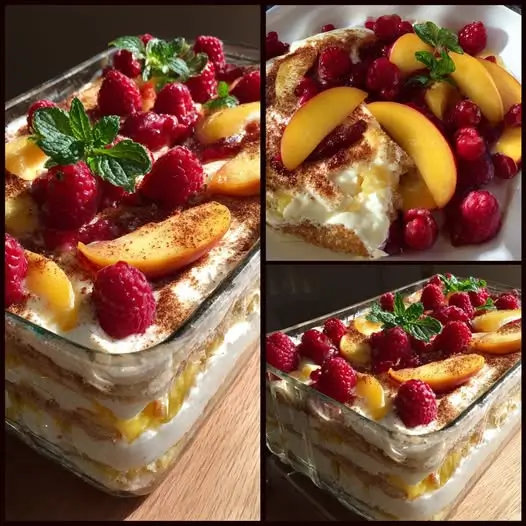 Tiramisu Nectarine et Framboise, Crème Vanille