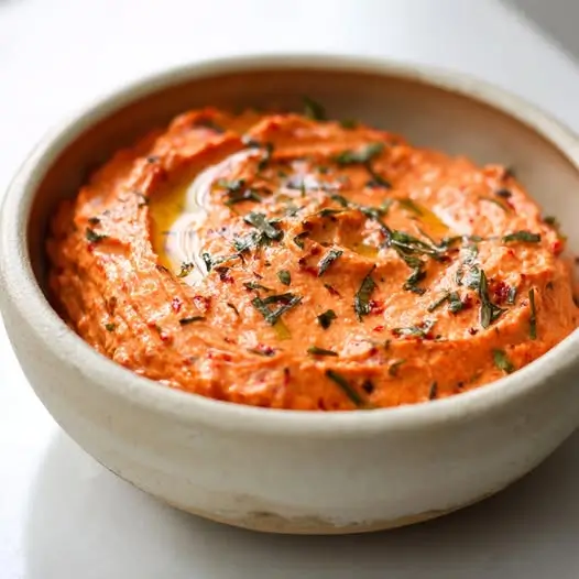 Tartinade de Poivron Rouge Rôti, Ail Confit et Yaourt Grec