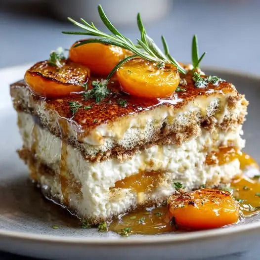 Tiramisu Abricot Rôti au Romarin, Mascarpone Miel