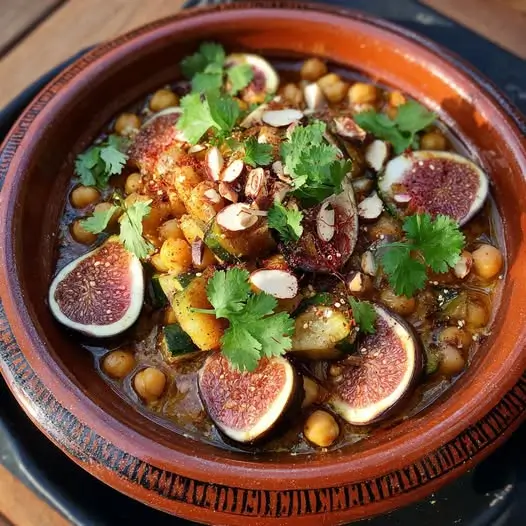 Tajine d’Été aux Figues Fraîches, Courgettes et Pois Chiches