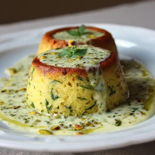 Flan de Courgettes au Basilic et Crème de Pistache
