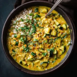 Curry Doux de Courgettes et Lentilles Corail au Lait de Coco