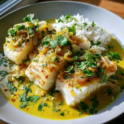 Cabillaud Rôti à la Sauce Coco-Curry