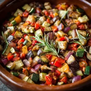 Ratatouille d’Été au Four, Parfumée au Romarin et Zeste d’Orange