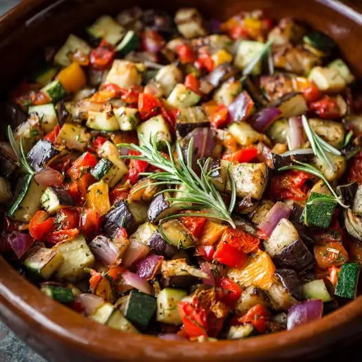 Ratatouille d’Été au Four, Parfumée au Romarin et Zeste d’Orange