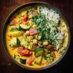 Curry de Légumes de Fin d’Été, Lait de Coco et Coriandre