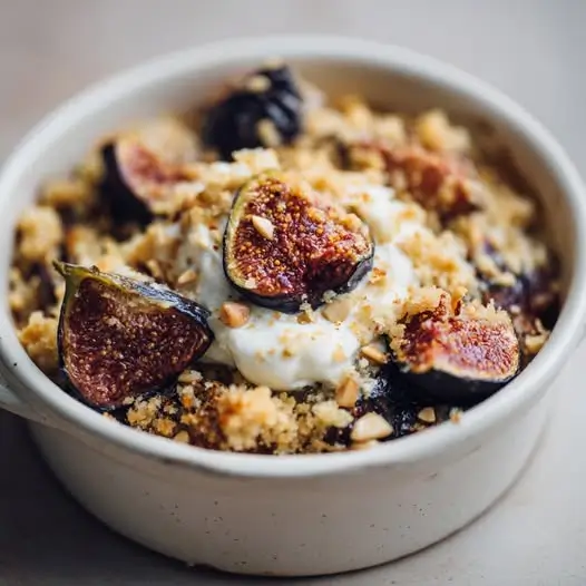 Crumble Salé Aubergine-Figue et Crème de Feta